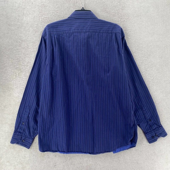 Ben Sherman Shirt Mens 15.5 Button Up Long Sleeve Blue Striped 34-35 - Picture 3 of 13